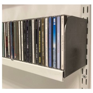SLSS5BE150W These white shelving units come in a variety of lengths to suit your space. They are perfect for storing CDs DVDs and data Discs the shelves will also take paper back books ait the top level and  but the unit is especially designed for CDs..